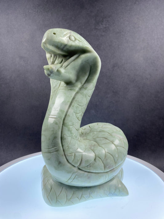 Natural Green Jade Hand Carved Cobra