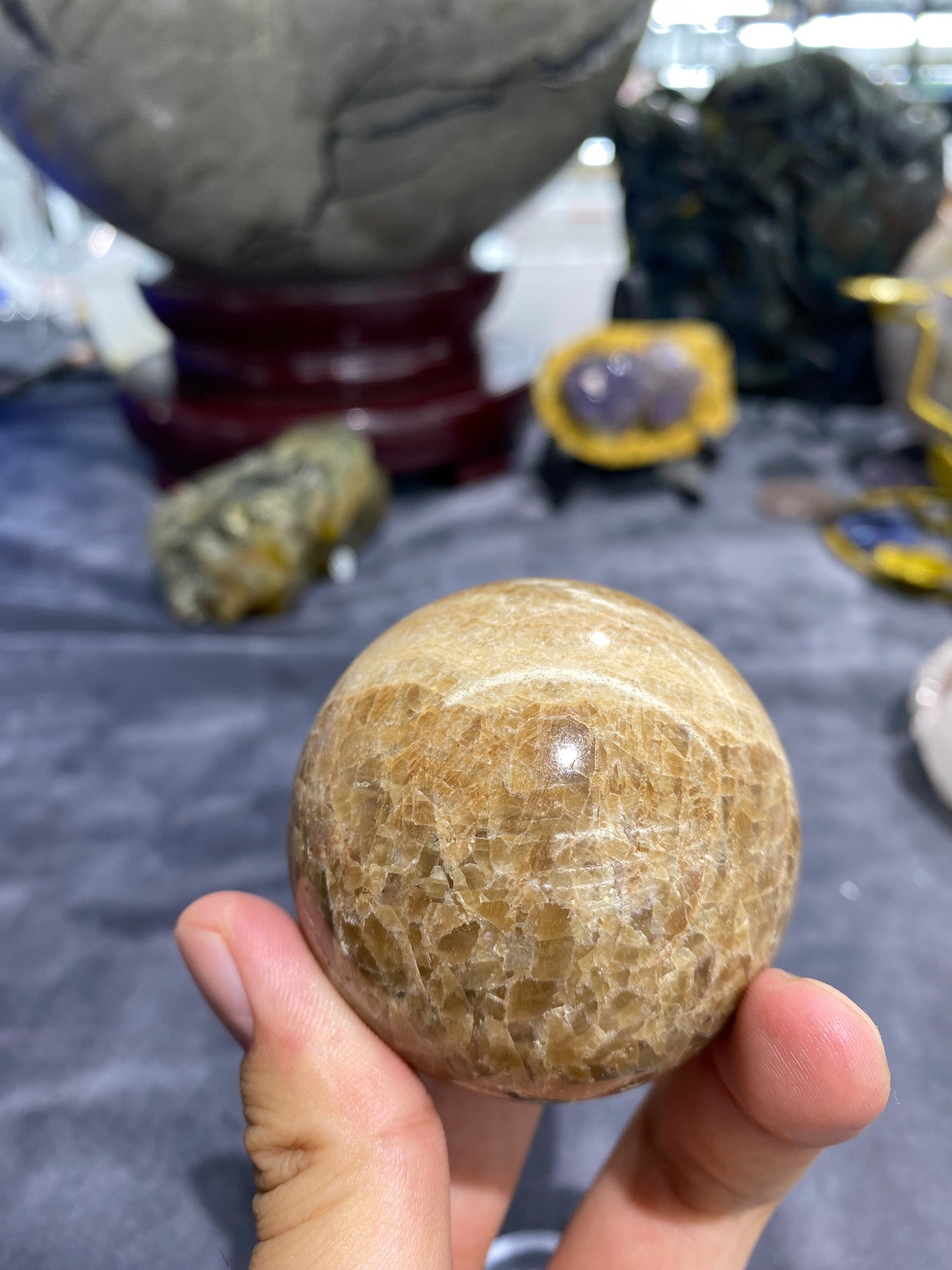 Amber Calcite Sphere