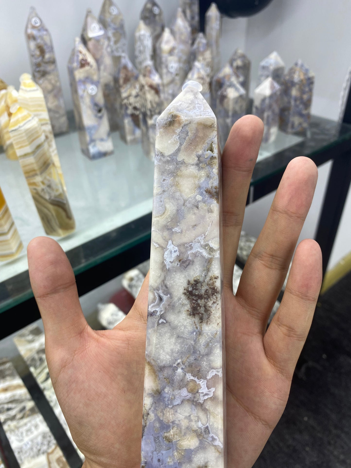 Blue Flower Agate Tower