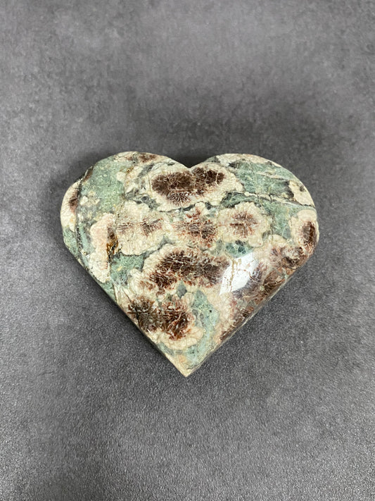 Russian Flower Agate Heart