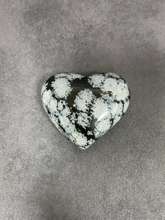 Black Snowflake Obsidian Heart