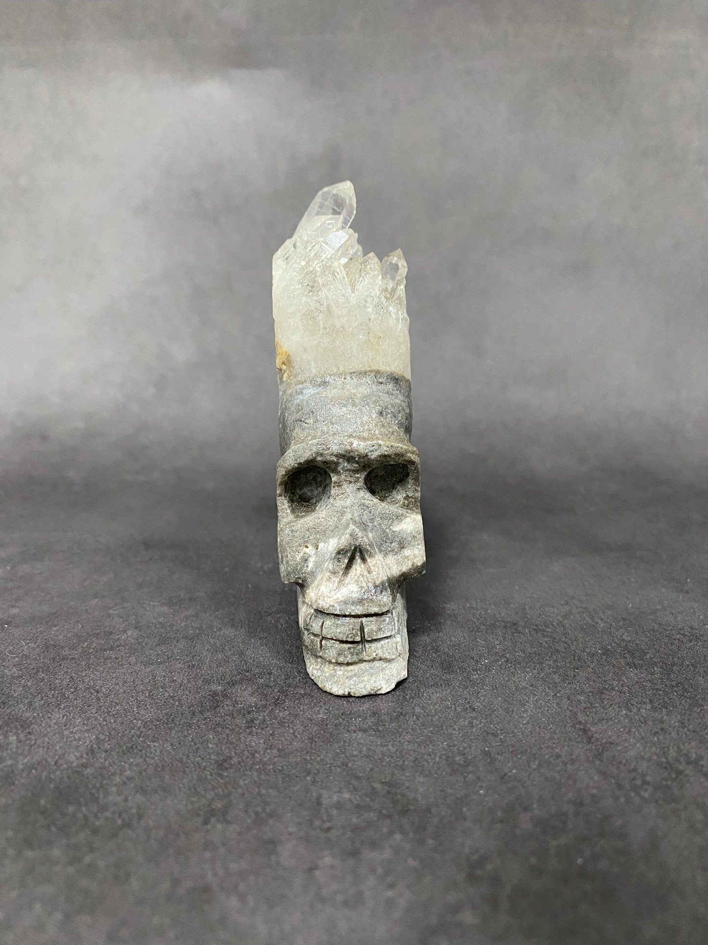 Skull with Crystal Carving